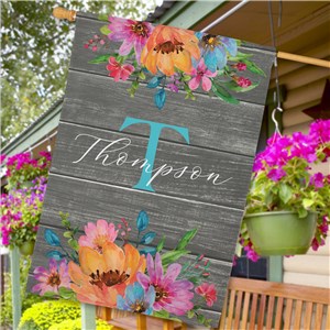 Personalized Rustic Florals House Flag 