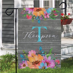Personalized Rustic Florals Garden Flag 