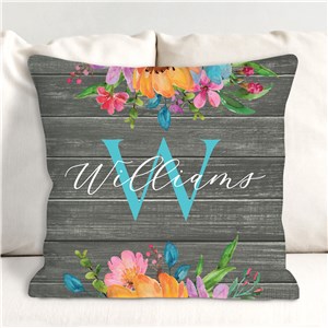 Personalized Rustic Florals Throw Pillow 