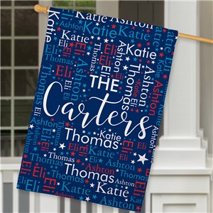 Personalized Red White and Blue Word Art House Flag