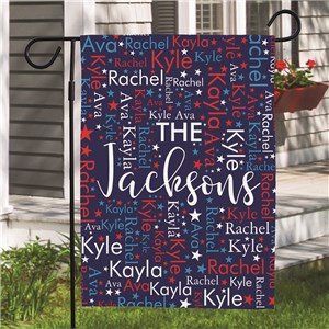Personalized Red White and Blue Word Art Garden Flag