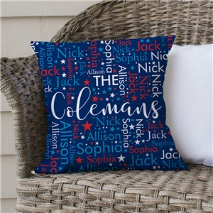 Personalized Red White and Blue Word Art Throw Pillow