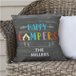 Personalized Happy Campers Throw Pillow
