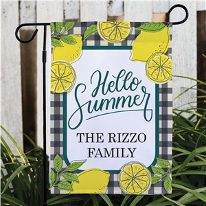 Personalized Hello Summer Lemon-Themed Garden Flag