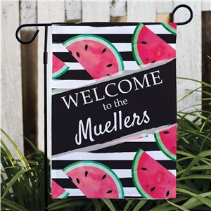 Personalized Welcome Garden Flag with Watermelon Design
