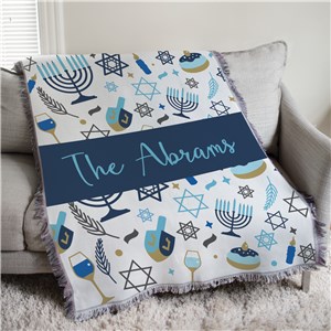 Personalized Hanukkah Icons 50x60 Afghan Throw