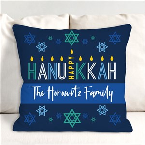 Custom Menorah Happy Hanukkah Throw Pillow