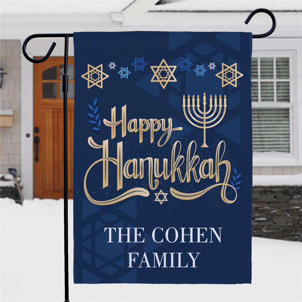 Personalized Happy Hanukkah Gold Garden Flag