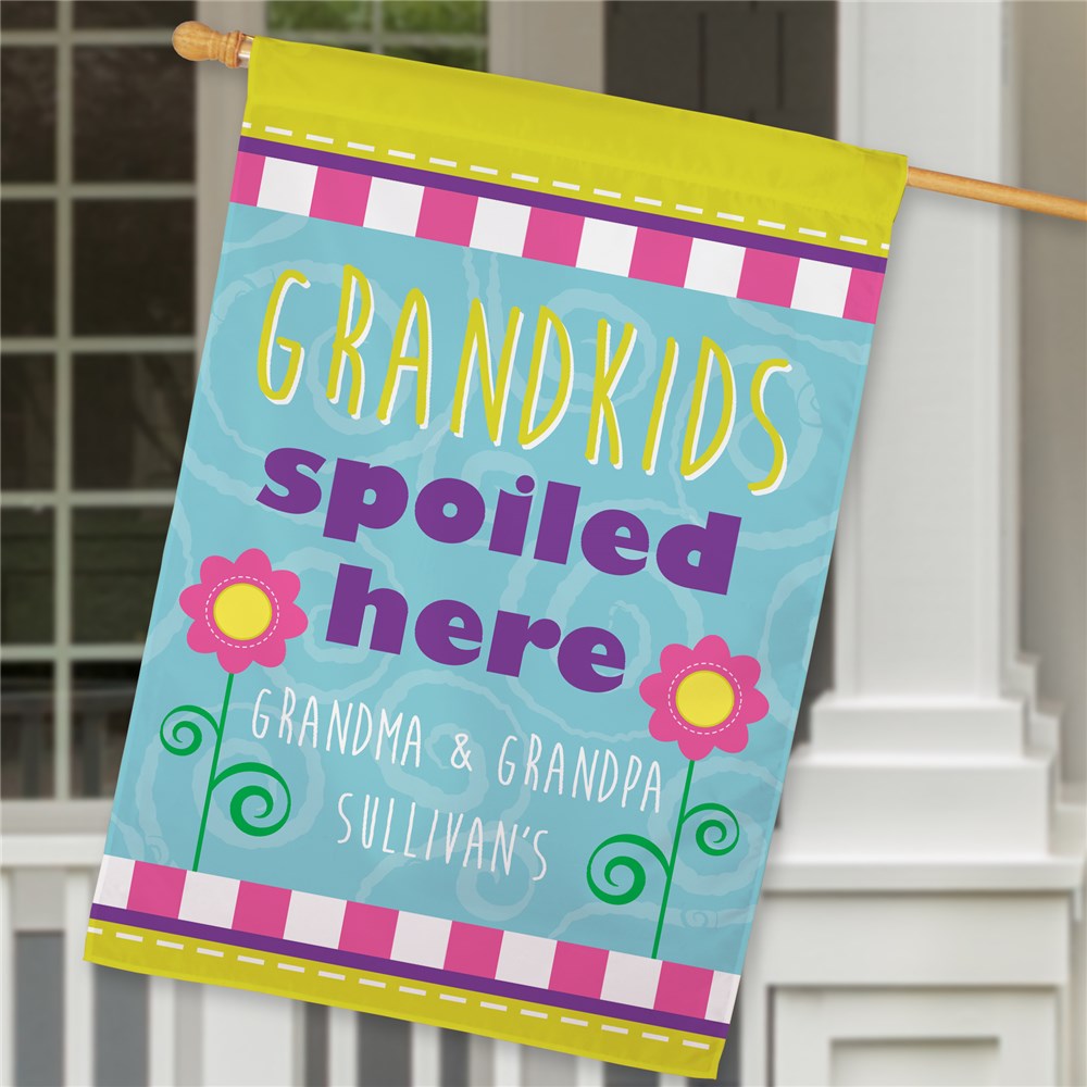 Personalized Grandchildren Spoiled Here House Flag | Personalized Gifts For Grandparents
