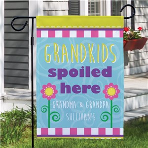 Personalized Grandparents Garden Flag - Spoiled Here | Grandparents Gifts