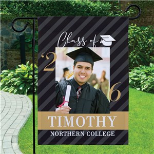 Personalized Striped Graduation Garden Flag
