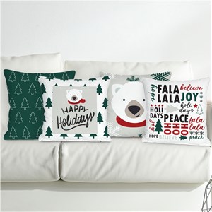 Personalized Polar Bear & Christmas Trees Throw Pillow Sham Set 830218083X