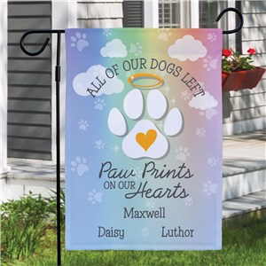 Personalized All of our Dogs Left Paw Prints with Clouds Garden Flags 830222162X