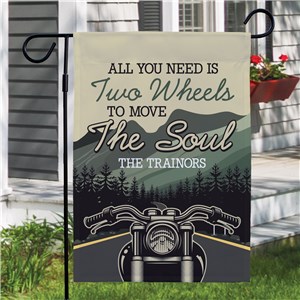Personalized Two Wheels To Move The Soul Flat Garden Flag 830223242X
