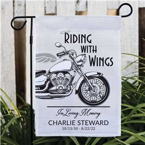 Personalized Riding With Wing Memorial Garden Flag 830223482X