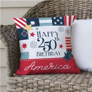 Happy 250th Birthday America Throw Pillow 830243303X