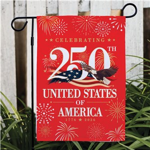 Red Fireworks USA 250th Anniversary Garden Flag 830245582X