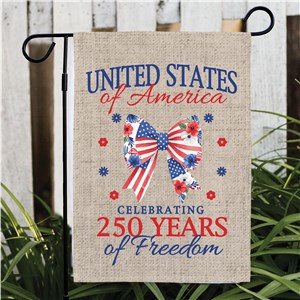 Celebrating 250 Years Of Freedom Quilted Bow Garden Flag 830245602X