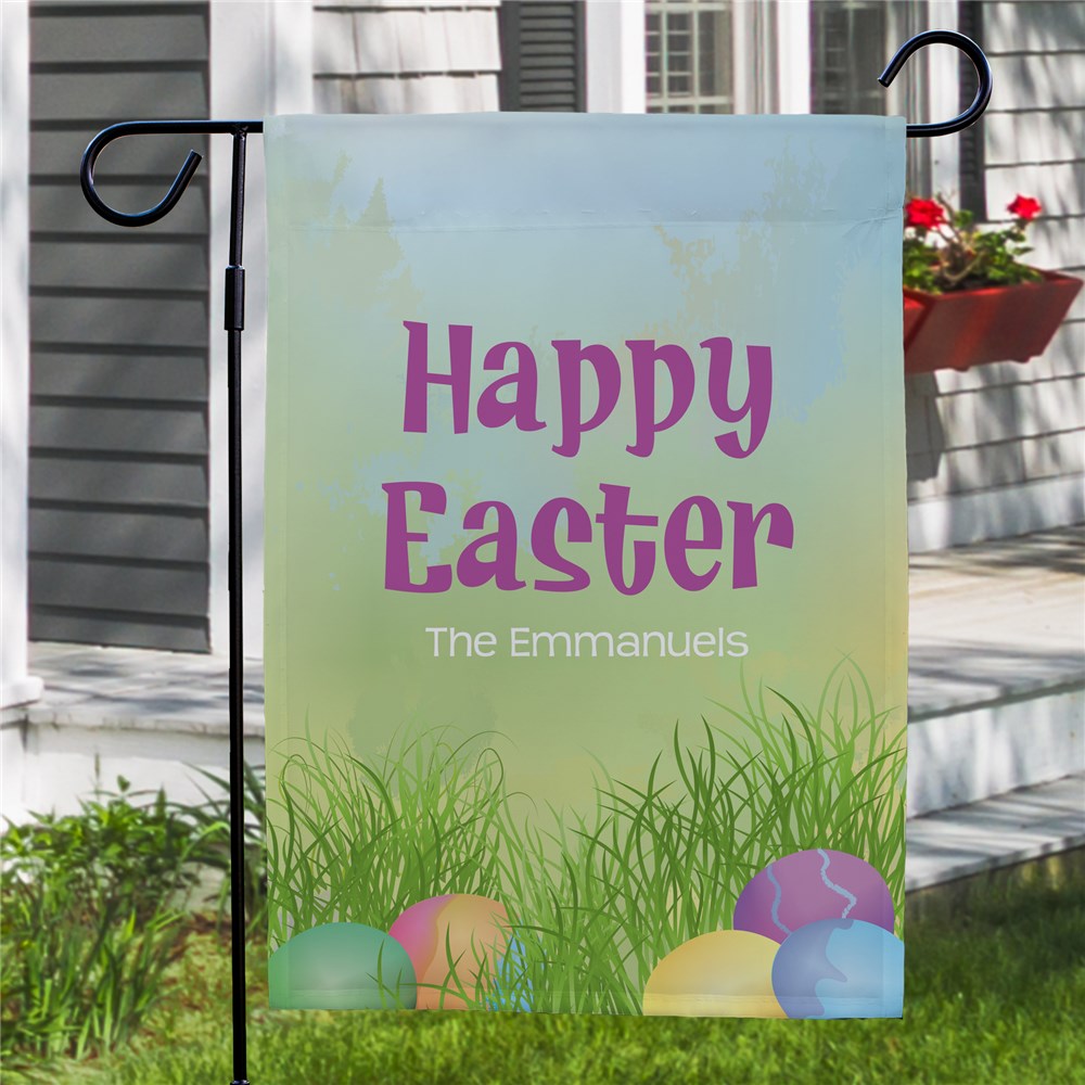 Happy Easter Egg Hunt Personalized Garden Flag GiftsForYouNow