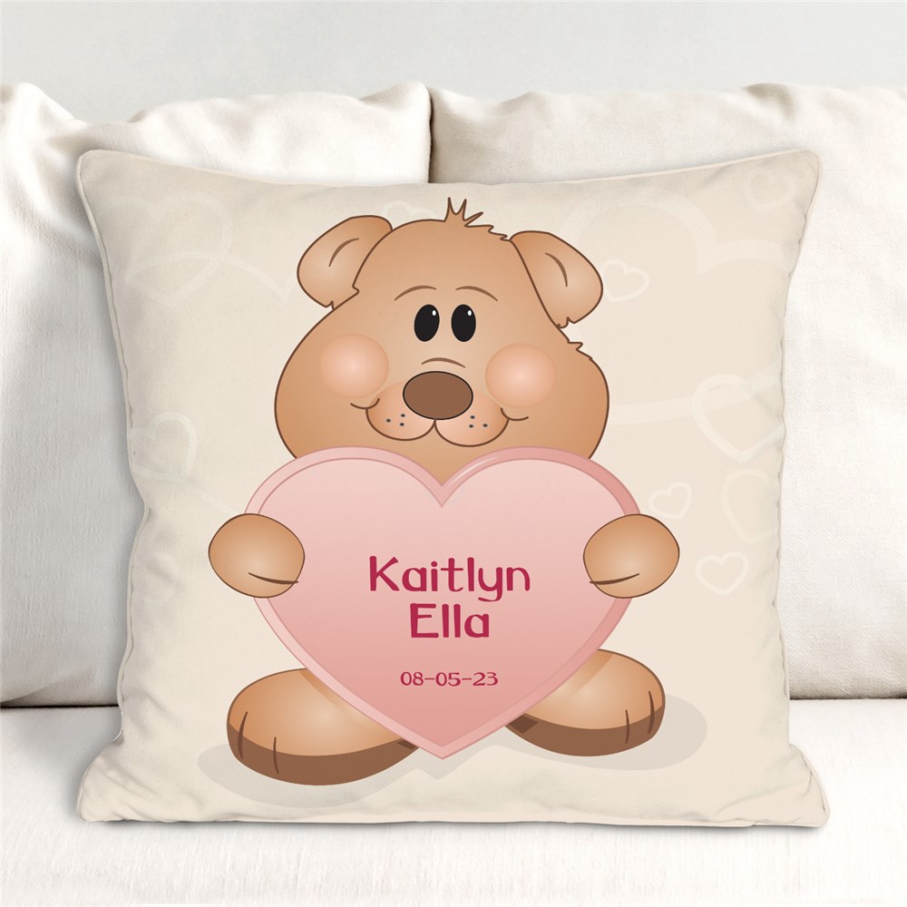 Teddy Bear New Baby Personalized Throw Pillow | Personalized Gifts For Kids