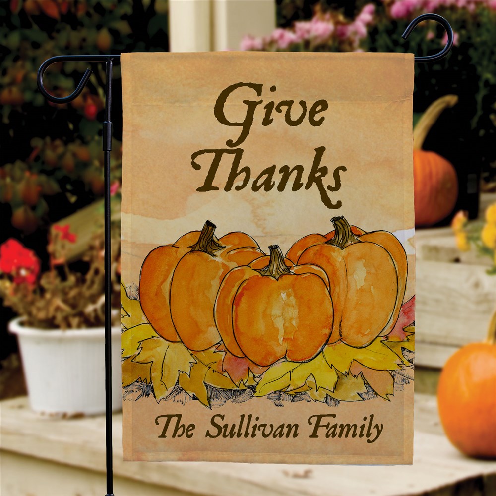 Give Thanks Personalized Garden Flag | Personalized Garden Flags