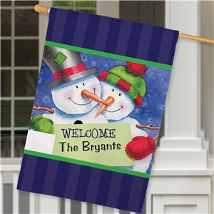 Personalized Snow Couple House Flag 83031482LX