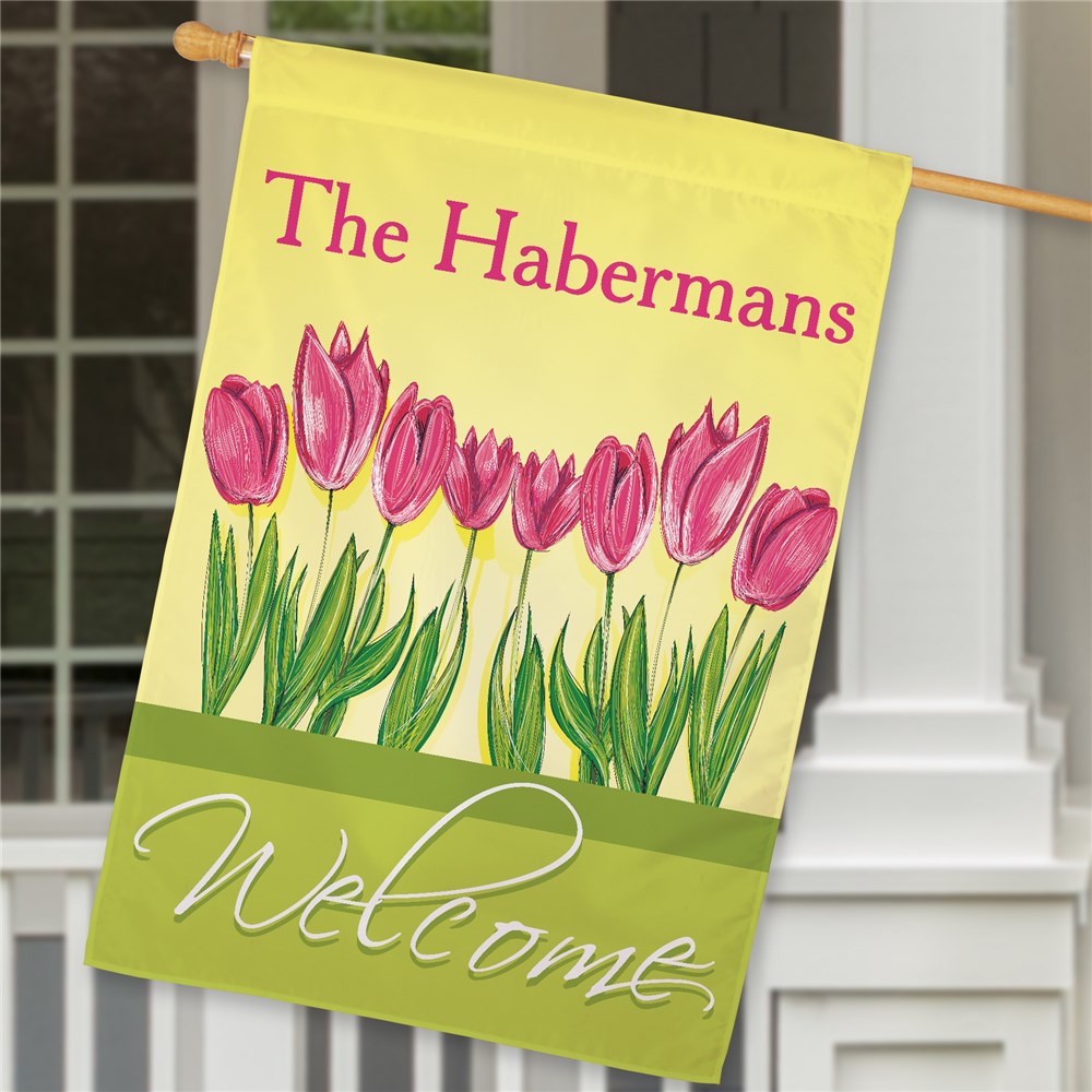 Personalized Spring Tulips House Flag | Personalized Flags