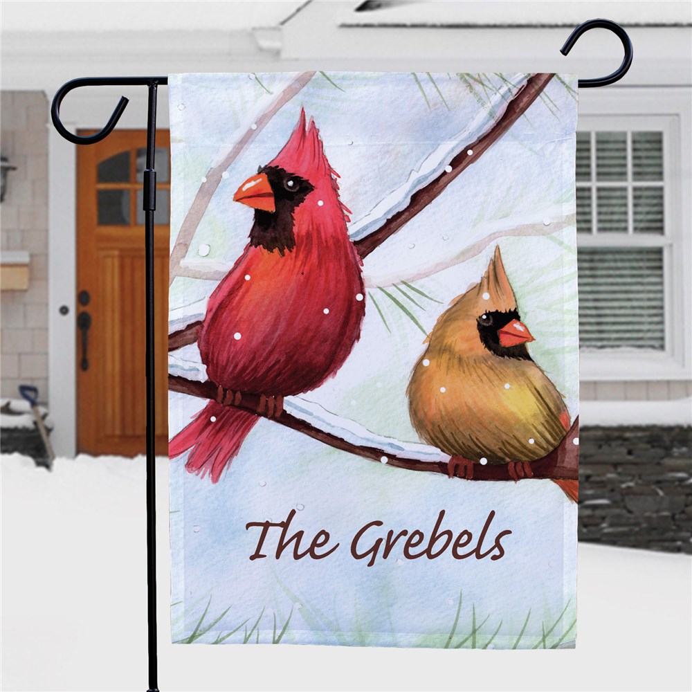 Personalized Cardinals Garden Flag | Personalized Christmas Flags