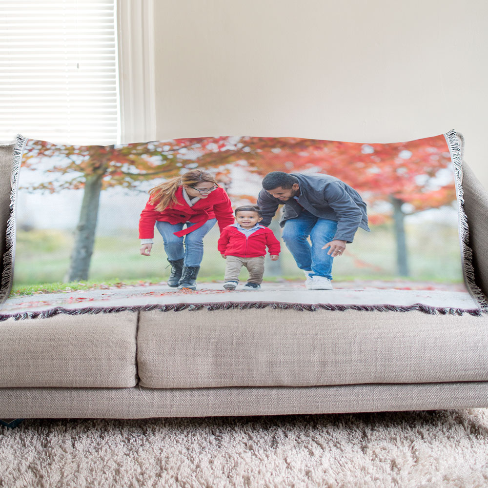 Personalized Family Photo Tapestry Throw Blanket | Mother's Day Gifts