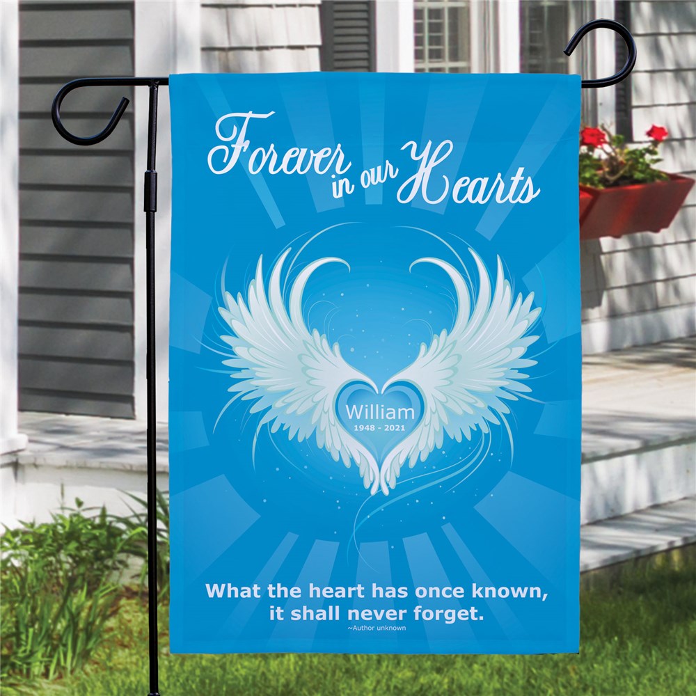 Personalized Forever In Our Hearts Sympathy Garden Flag | Personalized Garden Flags