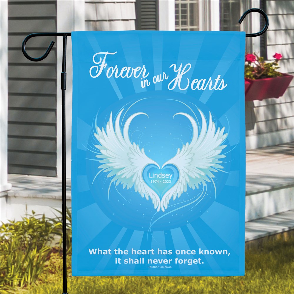 Personalized Forever In Our Hearts Sympathy Garden Flag | Personalized Garden Flags