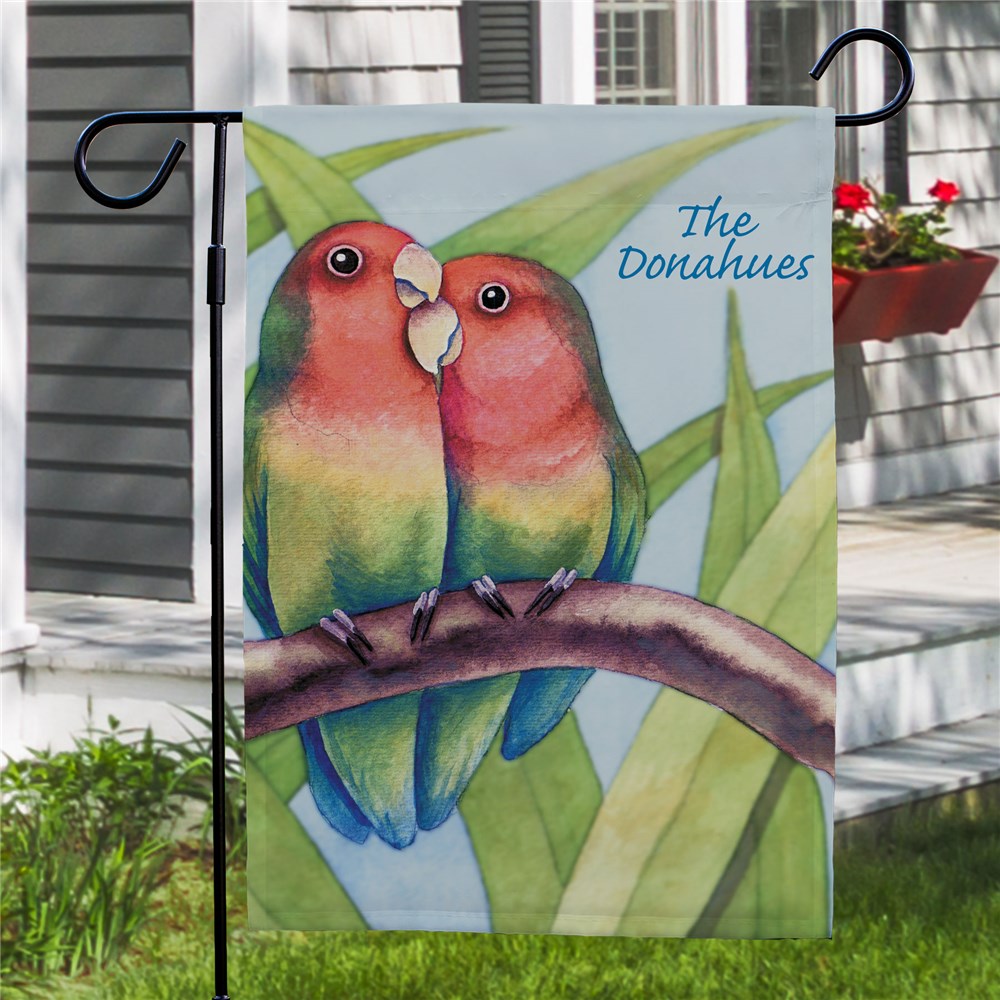 Personalized Love Birds Garden Flag | Personalized Garden Flags