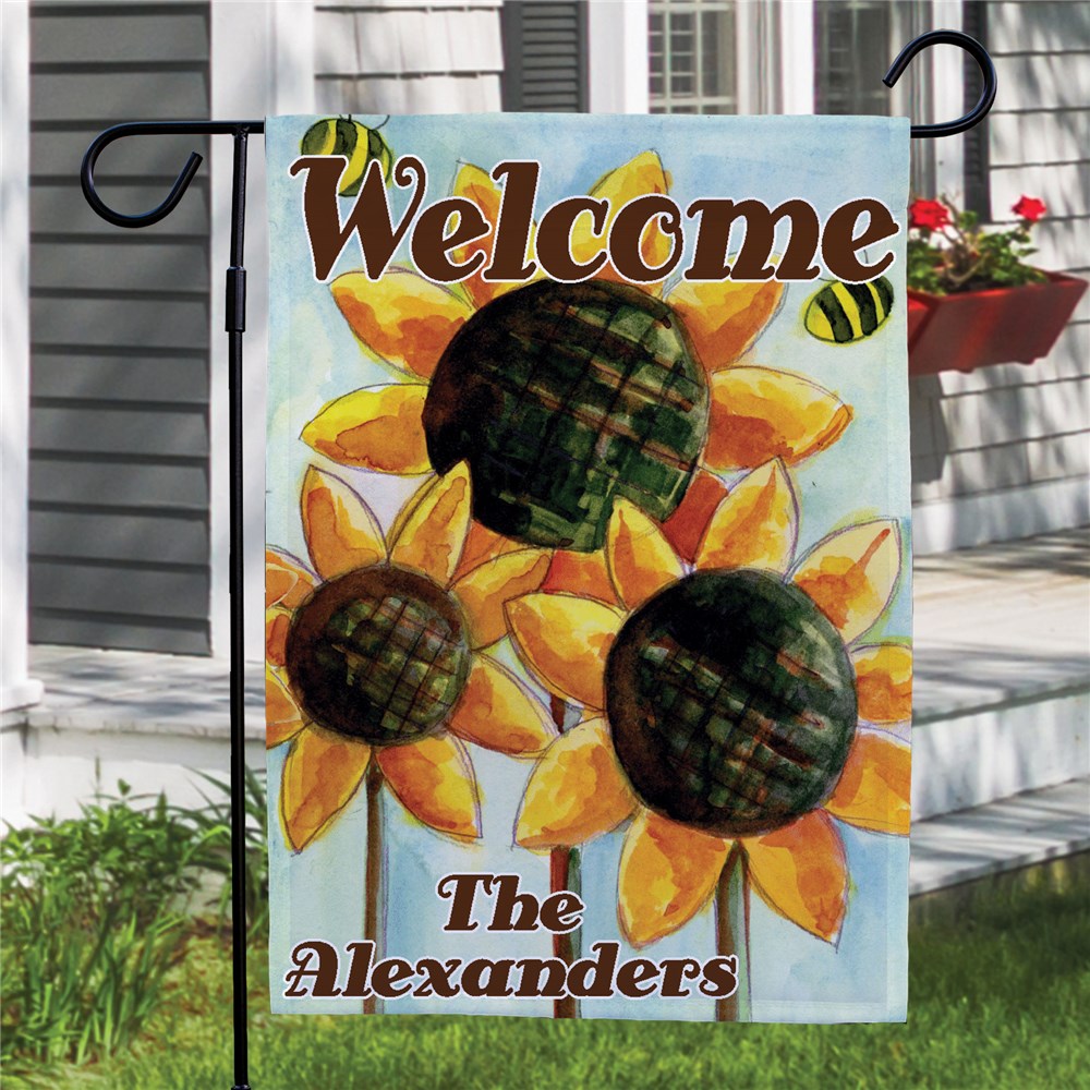 Personalized Sunflower Welcome Garden Flag | Personalized Garden Flags