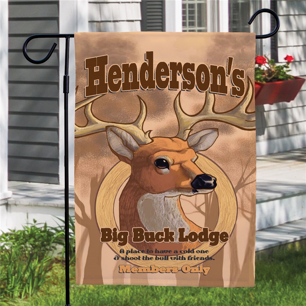 Personalized Big Buck Lodge Garden Flag | Personalized Garden Flags