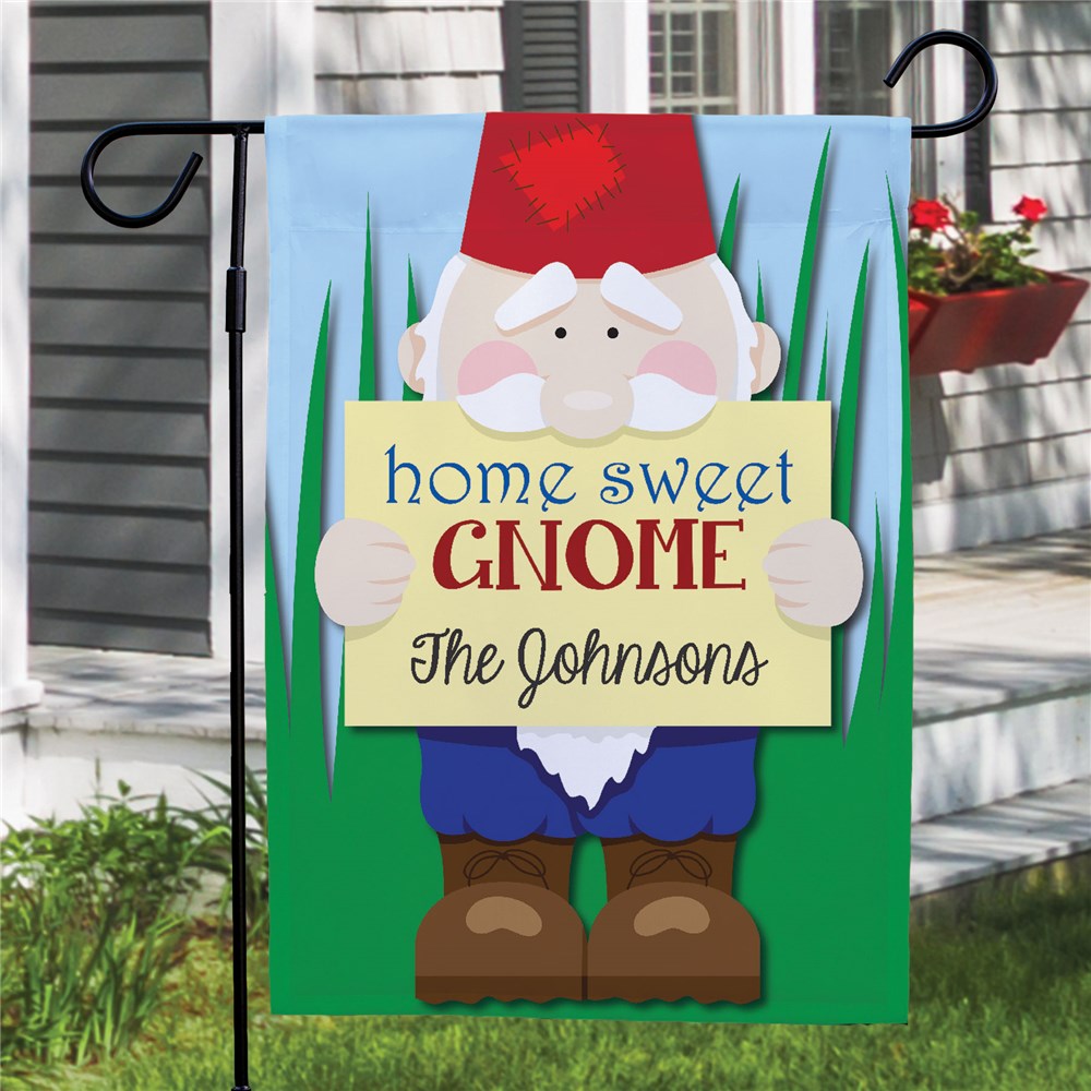 Personalized Home Sweet Gnome Garden Flag | Personalized Garden Flags