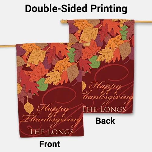 Thanksgiving Leaves Personalized House Flag | GiftsForYouNow