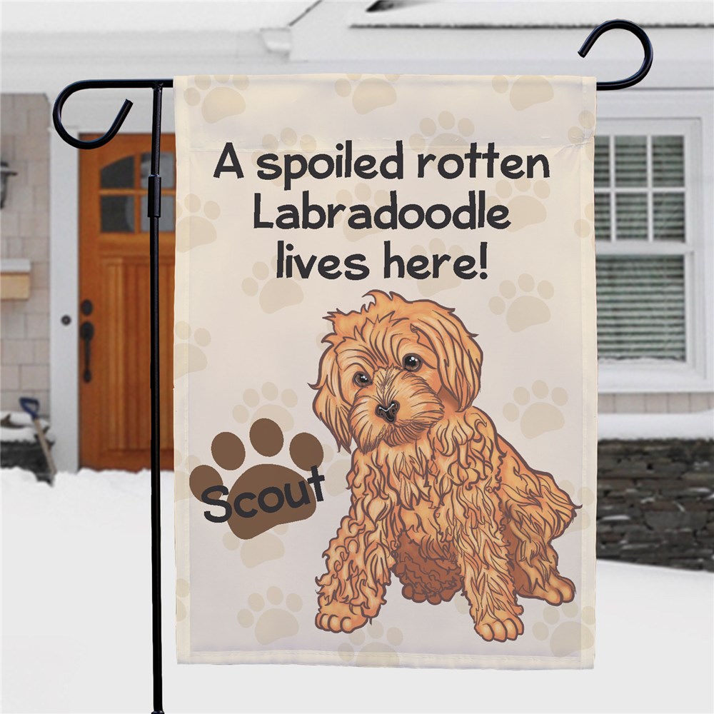 Personalized Labradoodle Spoiled Here Garden Flag 8306641LD2