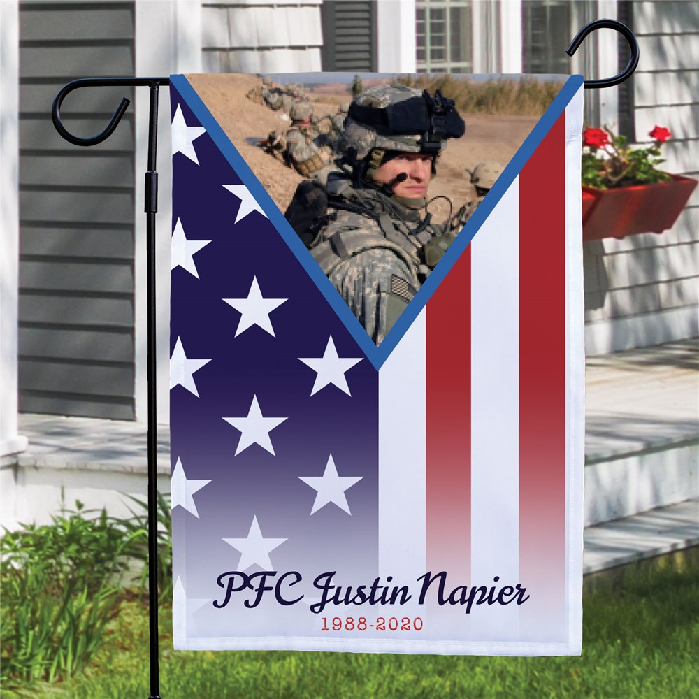 Customized Military Pride Memorial Photo Garden Flag Gifts