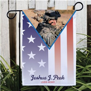 Personalized Military Pride Memorial Photo Garden Flag | Personalized Memorial Garden Flags