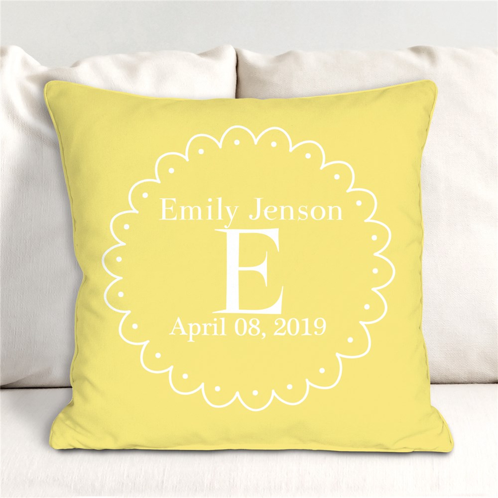 Baby Throw Pillow Personalized Initial GiftsForYouNow
