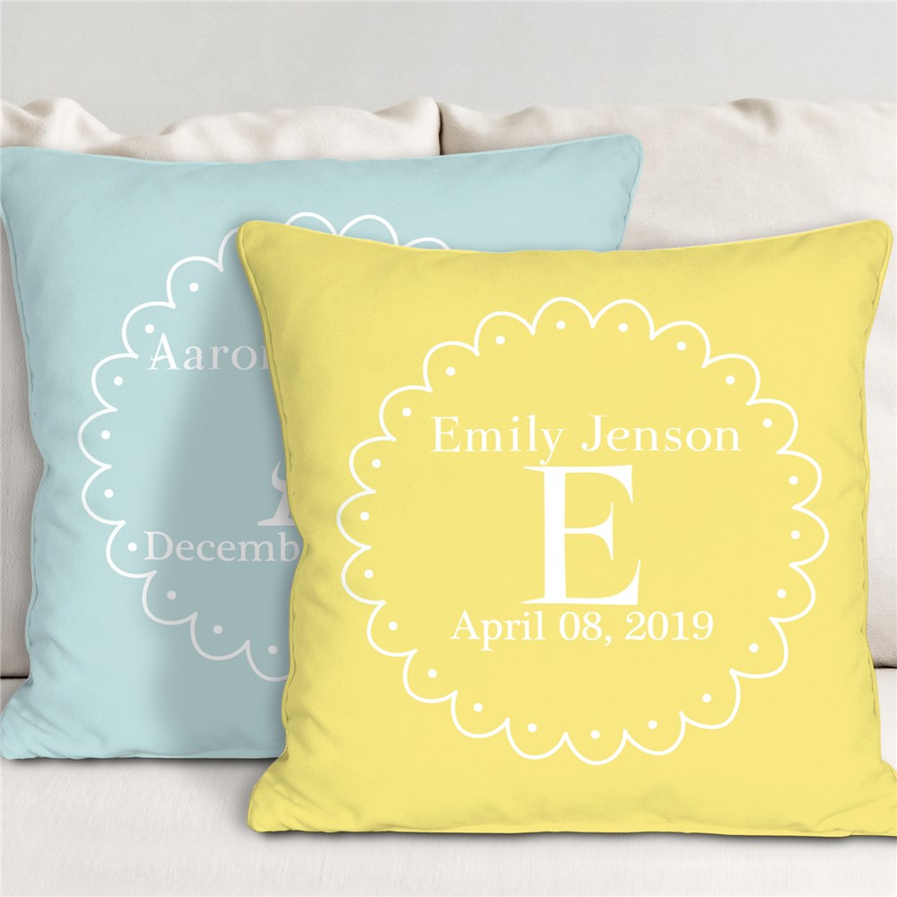Baby Throw Pillow Personalized Initial GiftsForYouNow