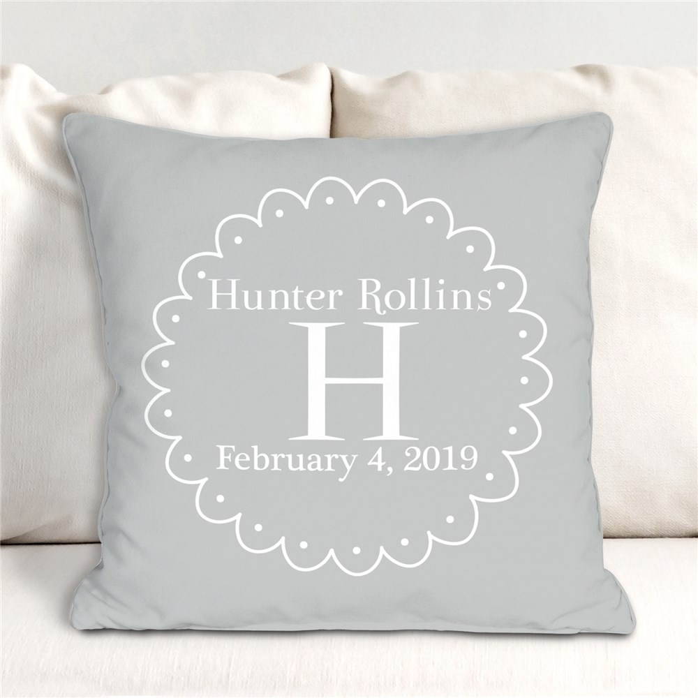 Baby Throw Pillow Personalized Initial GiftsForYouNow
