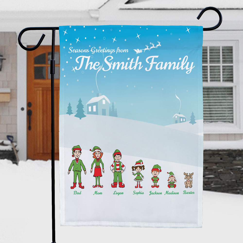 Personalized Holiday Character Garden Flag | Personalized Christmas Flags