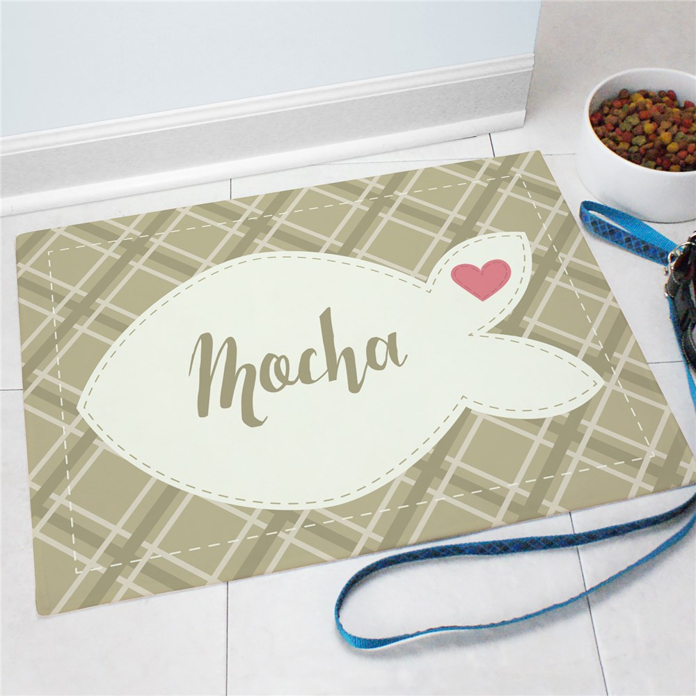 Personalized Dog Bone or Fish Pet Mat GiftsForYouNow