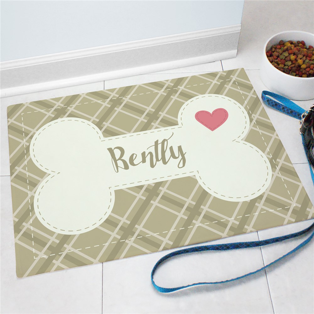Personalized Dog Bone or Fish Pet Mat GiftsForYouNow