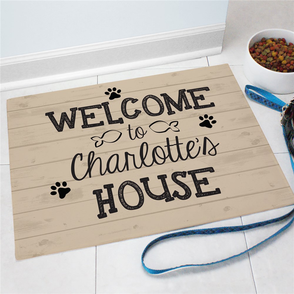 Personalized Welcome Pet Food Mat | Personalized Pet Mat
