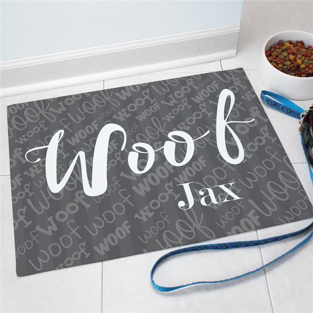 Personalized Woof Woof Pet Food Mat GiftsForYouNow