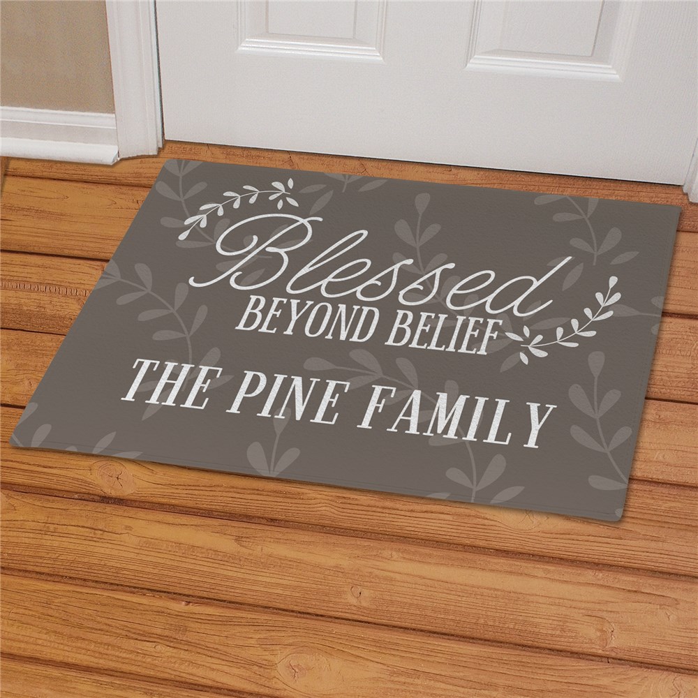 Personalized Blessed Beyond Belief Doormat | Personalized Doormat