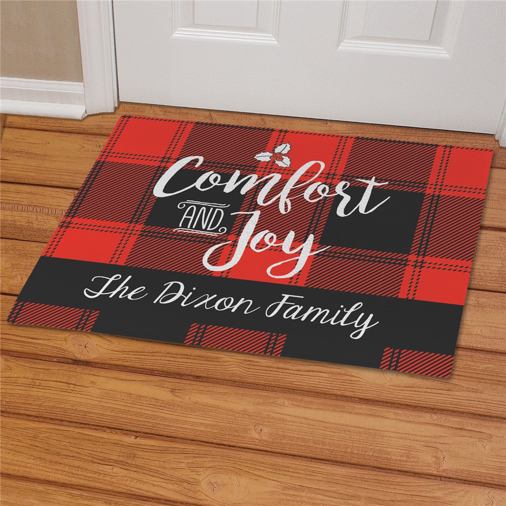 Personalized Buffalo Plaid Christmas Doormat GiftsForYouNow