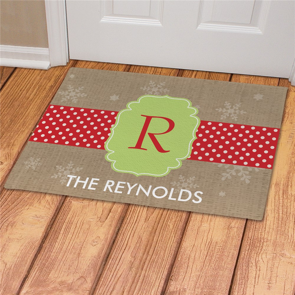 Personalized Whimsical Polka Dot Initial Doormat